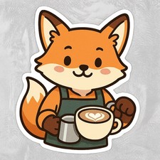 Fox as Barista with Latte Art