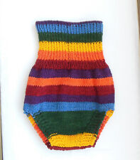 bunte Bloomers Gr. 80/86, handgestrickte Wollüberhose, Babyhose, Hose