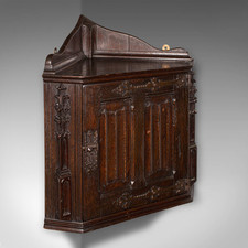 Antiker Hängeschrank Eckschrank, englische Eiche Vitrine, Küche, viktorianisch