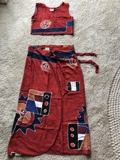 Hippie Goa -  Wickelrock und Top   - Größe M - rot-gemustert - Neuwertig