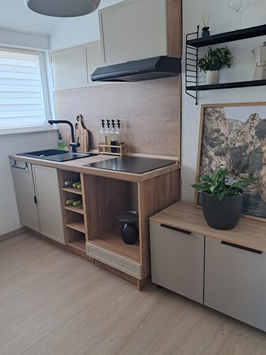 Küchenzeile graubeige mit - küchenzeile,
