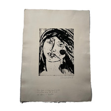 Womacka, Walter (*1925) Litographie Akt mit Rose Mädchen 1988 signiert Widmung