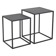 B-Ware 2er Set Couchtisch Beistelltisch Wohnzimmertisch Metall Schwarz