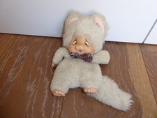 Vintage Nyamy Monchhichi Puppe beige Daumen lutschen schläfriges Kätzchen 20 cm