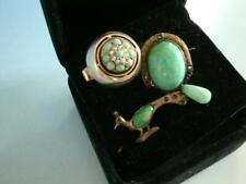 RS0519-469 : Art Decó Anillo Y 2 Broches U.A Como Pavo Real con Turquesa