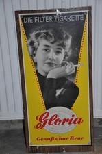 Altes Reklameschild 50er Jahre,Gloria Die Filter Zigarette,Tabak,Raucher,Dame