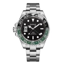 PARNIS Saphirglas Herren 40mm Automatische GMT Armbanduhren Uhren Drehlünette