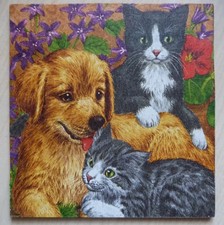 Deko HDF - Tiere Natur Hunde Welpen Retriever Katze Kater Garten