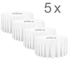 5 x Runde Tischdecken weiß ø 240cm 260cm 280cm 300cm 330cm Catering Bankett