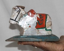 Antik Wooden Heilig Kuh Nandi