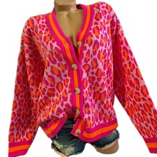 Zwillingsherz Strickjacke Jacke Damen Leo Pink Orange Damen S Bis Xl (6 042)