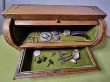 ~1900 Alte Leder Truhe Schatulle Schmuckkästchen Jugendstil Florale Vasen Muster