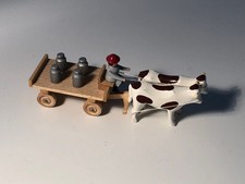 Gespannfahrzeug Miniatur Ochsengespann mit Tafelwagen, 2er Gespann 9 cm 