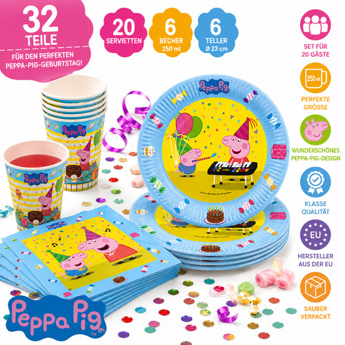 Partygeschirr peppa pig set - peppa,