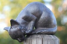Gusseisen Katze Kantenhocker runterschauend Garten Figur Skulptur braun