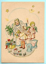 Alte AK Postkarte Engel Geschenke Spielzeug... sign. MW Weihnachten  Rar!!