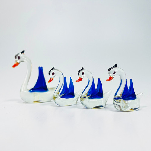 Lauscha glas schwanenfamilie - lauscha,