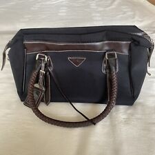 Henkeltasche Tasche Damen Schwarz Braun Leder Optik Und Textil