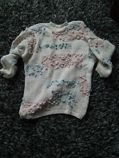 außergewöhnlicher weißer langer PulloverStrick  Gr. XL Handarbeit Baumwollgarn 