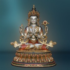 Chenrezig Statue Gold Grosse Avalokiteshvara 68cm "Beste Qualität" Nepalbuddha
