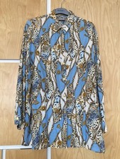 Thea Plus Bluse blau gold 50