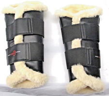 2 Dressurgamaschen mit Teddyfell hinten schwarz Gr. M T16u Teddyfleece