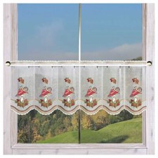 Scheibengardine Herbstzeit mit Fliegenpilzen Plauener Spitze Scheibenhänger bunt