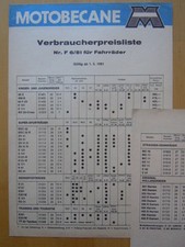 MOTOBECANE Rennrad Preisliste