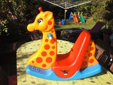 BIG Schaukelgiraffe - Schaukel Giraffe Wippe - blau rot gelb - Klassiker !