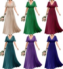  formelle Brautjungfernkleid V-Ausschnitt für Hochzeiten,lange Chiffonkleider