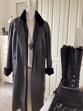 Marcona Mantel Garbardine Steppfutter Stehkragen Synthetikpelz Knöpfe Gr. 44