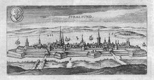 1632 Stralsund Gesamtansicht Ansicht view Kupferstich antique print Hulsius