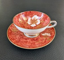 1969 Jakob Hertel Sammeltasse Mokka Mocca Gold Rot Weiß Blumen Blüten Tasse Alte