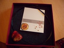 Rotes Herz Murano Glas Kunst mit Blattgold und  Kette, Unikat Handgefertigt