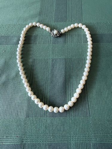 Perlenkette 45cm weiß mit - 45cm, weiß,