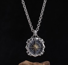 B21 Kompass Herren Anhänger mit Kette 60 cm 3 mm Sterling Silber 925 