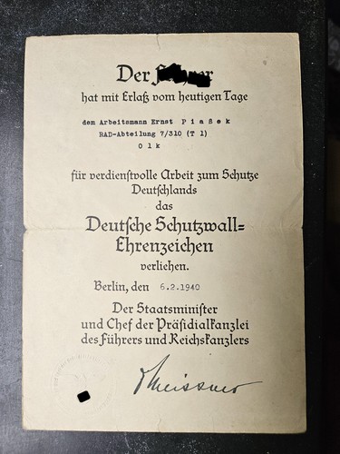 Urkunde schutzwall - urkunde,