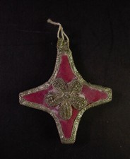 -  antikes BREVERL - CHRISTBAUMSCHMUCK Sternform - Stoff & Silberdraht