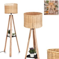 HOFSTEIN Dello Stehlampe Holz/Metall/Korbgeflecht/Rattan Natur/Beige Stehleuchte