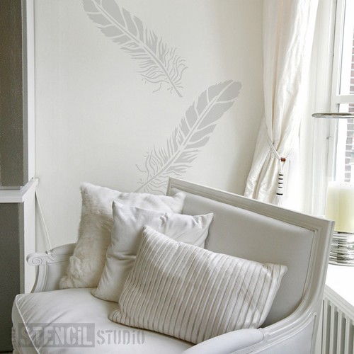 Feder wandschablone wohndeko - feder,