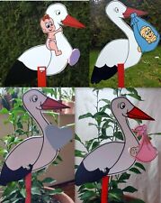 60cm Herzding Klapperstorch "Joline" oder "Adebar" Holz Storch zur Baby Geburt