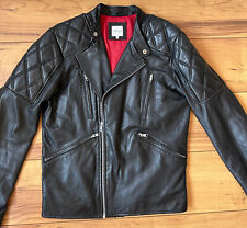 PREMIUM BY JACK&JONES LAMM ECHT LEDER BIKER PADDED JACKE GR.S SCHWARZ JJPRJOHAN