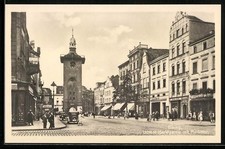 Ansichtskarte Elbing / Elblag, Untere Marktpartie mit Markttor und Leuten 