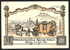 Künstler-AK Coburg, Briefmarken-Ausstellung Bayerische Ostmark 1936, Postkutsch 