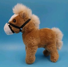Plüsch Pferd Braun / Weiß Uni Toys  20 cm Stofftier Kuscheltier Pony & Zaumzeug