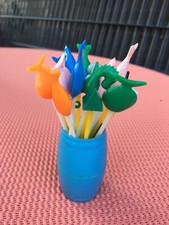 DDR Happenspieße im Plastikfaß - Fische und geometrische Figuren 