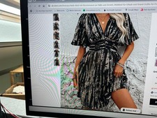 Long-Shirt-Tunika Hängerchen Kleid bis zum Knie M-L