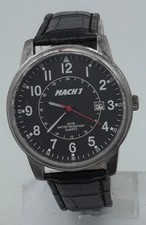 Mach 1 Fliegeruhr,Herrenuhr,Datumsanzeige,Leuchtzeiger,Kunstlederband,Uhr läuft