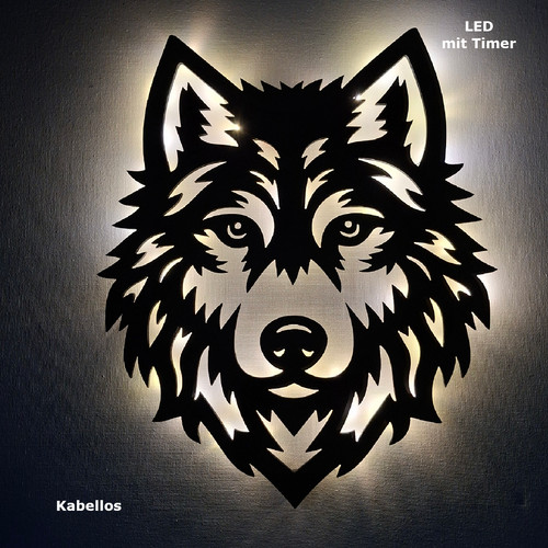 Wolf wandbild effekt led - 3d,