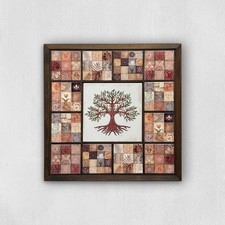 Terrakotta Baum Mosaik Keramik Wandbild Handarbeit Holzrahmen Wohndeko Geschenk